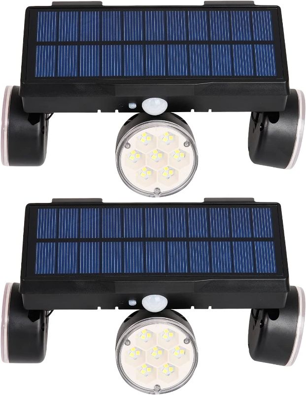 Photo 1 of 63LEDs Solar Flood Lights,Cusstar Motion Sensor Outdoor Lights with 360° Rotatable Lighting Angle,Wireless Security Motion Detector Lights for Outside,3 Working Modes,Black,2 Pack
