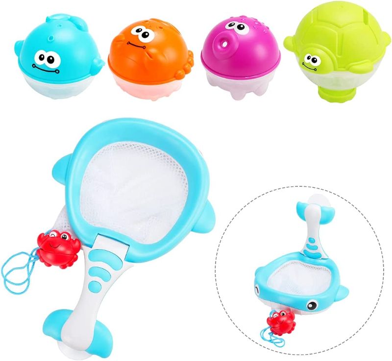 Photo 1 of Baby Bath Toys with Floating Squirts Basketball Fishing Net Shoot and Store Toy Set for Toddlers Kids in Bathtub Bathroom Pool Bath Time (2 in 1 Whale Style)
