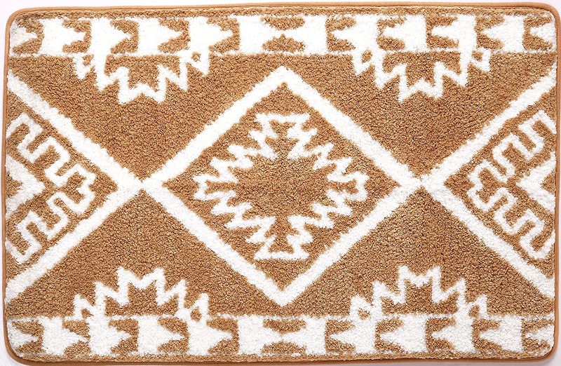 Photo 1 of  Bathroom Rugs, Non Slip Soft Absorbent Boho Bath Mat for Bathroom Decor, Shower, Tub, Machine Washable, 20IN x 30IN (Beige)
