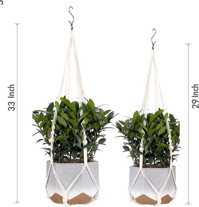 Photo 1 of 2 Pack 29in & 33in Macrame Plant Hangers for Outdoor and Indoor Decoration Cotton Rope Planter Hangers Plaited by Hand-Made ?White?-- ROPE ONLY --
