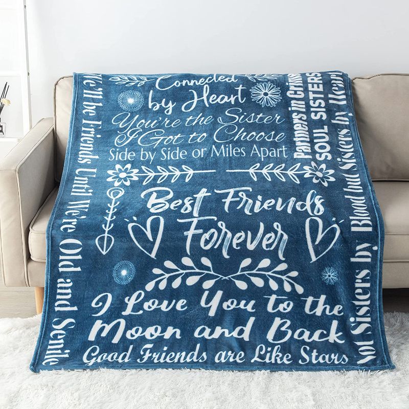 Photo 1 of Best Friend Blanket Birthday Gifts with Loving Messages | Luxurious Friends Blanket for Best Friend Birthday Gifts for Women | Snuggly Soft Fleece Blanket 50" X 60"
