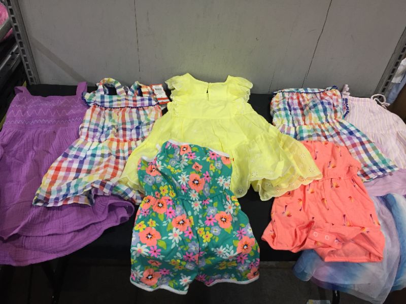 Photo 1 of CAT & JACK- 8 BABY GIRLS' DRESSES  - DIFFERENT STYLES AND SIZES -SOLD AS IS---
