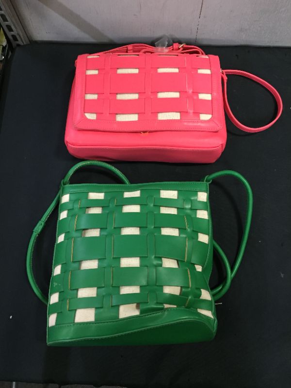 Photo 1 of 2 WOMEN Faux-leather crossbody bags-- green bag is damage from packaging--