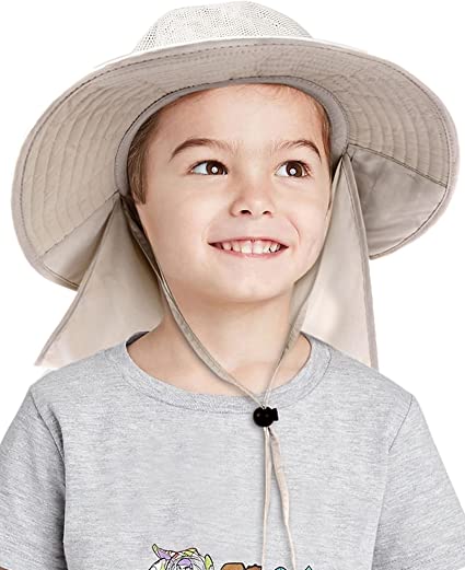 Photo 1 of Camptrace Sun Hats for Kids Wide Brim Boys Sun Hat with Neck Flap UPF 50+ Sun Protection for Boys Girls
