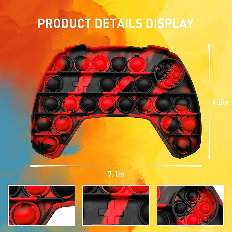 Photo 1 of Push Pop Game Controller Pop Fidget Toy, Stress Relief Video Game Pop for Boys, Gamepad Pop Fidget Poppers Suitable for ADHD, Sensory Pop Fidget Toys Gift for Boys and Girls. (Black Red) - 2PACK 
