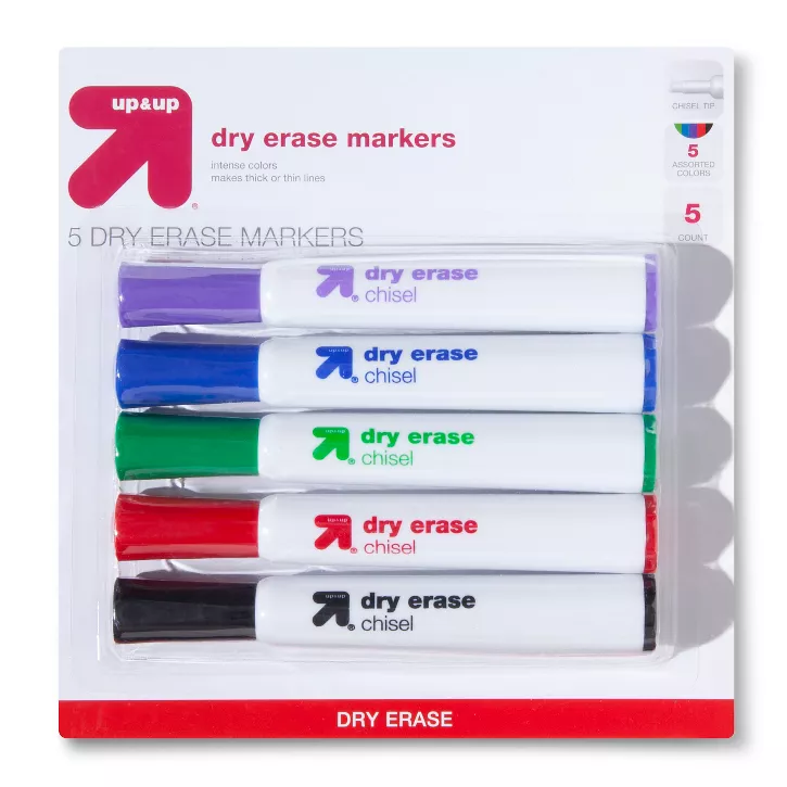 Photo 1 of Dry Erase Markers Chisel Tip Multicolor 5ct - up  up 2 PCK 