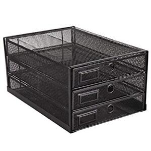 Photo 1 of Annova Desk Organizer Wire Mesh 3 Tier Sliding Drawers Paper Sorter/Multifunc...
