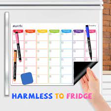 Photo 1 of 3 Pcs Magnetic Dry Erase Calendar Whiteboard, Magnetic Calendar White Board for Refrigerator with 10 Markers, Monthly Weekly Organizer Daily Notepad, Kitchen Fridge Planners, Family Calendar
