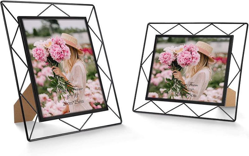 Photo 1 of 8x10 Picture Frame Set of 2, Metal Frames Fits 8 by 10 Inch Photo Tabletop or Wall Mounting Display
