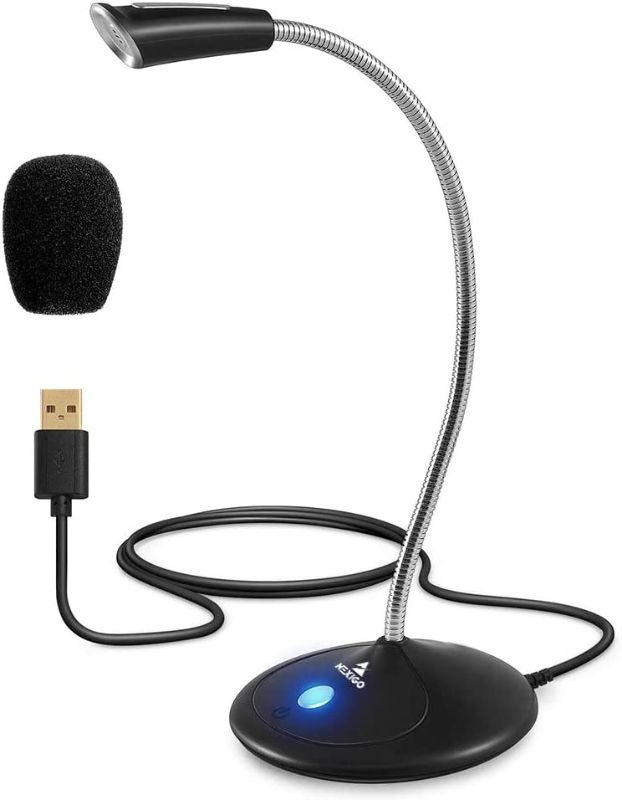 Photo 1 of NexiGo Computer Microphone, USB Microphone with Mute Button and Adjustable Gooseneck, Noise-Cancelling, Desktop Microphone for Windows Mac Laptop Desktop, Streaming, Zoom, YouTube, Skype (Black)
