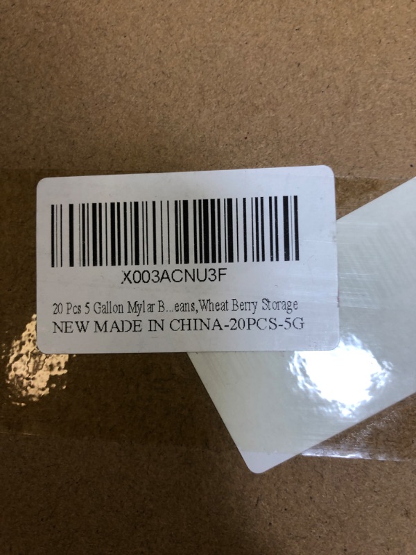 Photo 1 of 20 Pcs 5 Gallon Mylar Bags(28"x19") with Individually Wrapped Oxygen Absorbers 3000cc, 9.5 Mil Thick Large Mylar Bags for Long-term Food Storage, Heat Sealable Mylar Bags for Coffee Beans,Wheat Berry Storage
