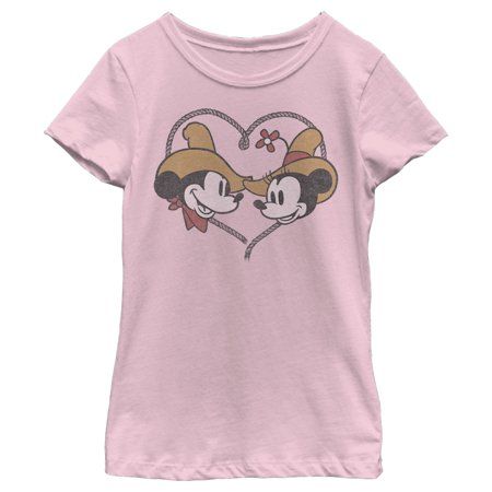 Photo 1 of Girls Disney Mickey and Minnie Retro Cowboys Graphic Tee Light Pink Large
