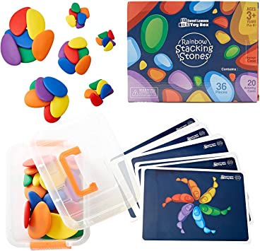 Photo 1 of 36 Rainbow Stacking Stones & Activity Cards Set - Color Sorting Stacking Rocks are A Great Teaching Aid, Also Help Gross & Fine Motor Skill Development - Sorting Toys for at Home & Classroom Use