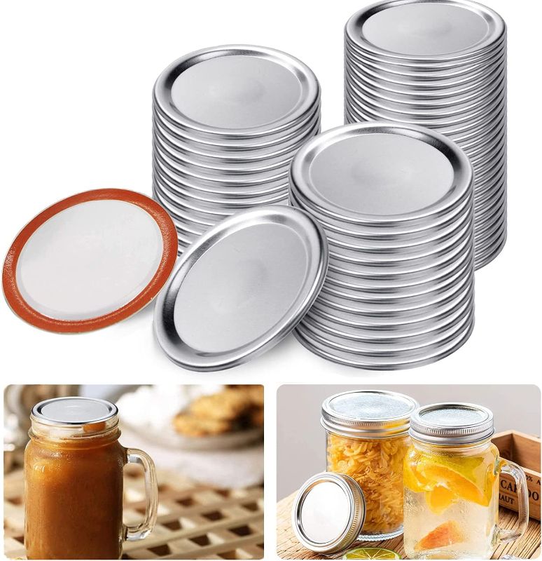 Photo 1 of 260 Pcs Canning Jar Lids Regular Mouth Mason Jar Lids, 68mm Split-Type Leak Proof Ball Mouth Canning Lids, Reusable Metal Canning Jar Lids (Silver) (120Pcs)