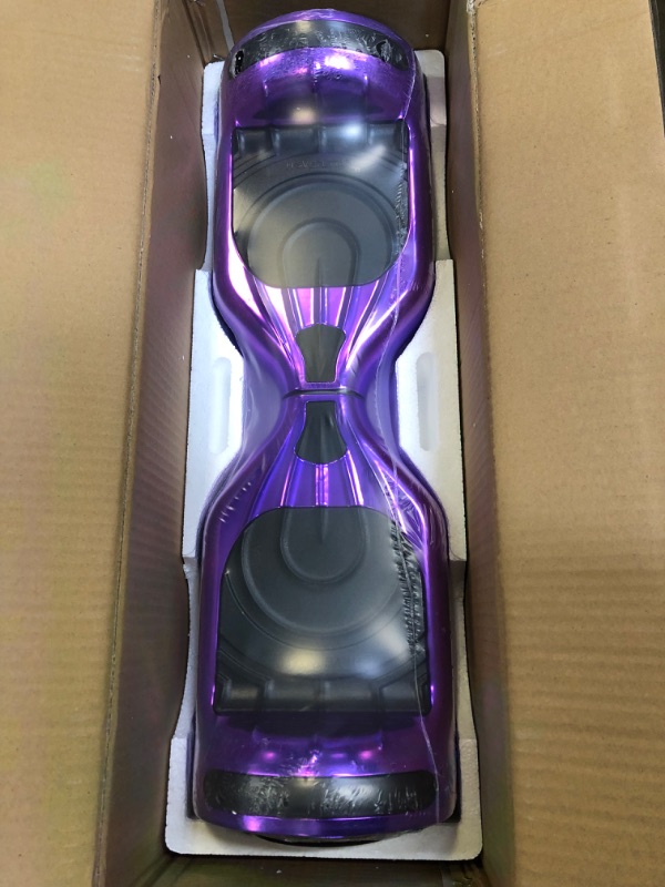 Photo 2 of Flash Wheel Hoverboard 6.5 inch Bluetooth Speaker with LED Light Self Balancing Wheel Electric Scooter - Chrome Purple ------ FACTORY SEALED