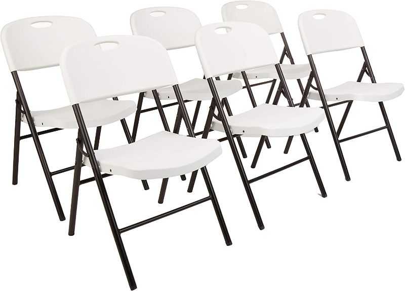 Photo 1 of Amazon Basics Folding Plastic Chair with 350-Pound Capacity - 6-Pack, White
