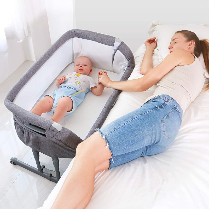 Photo 1 of Angelbliss 3 in 1 Baby Bassinet Bedside Sleeper, Rocking Cradle for Baby, Easy Folding Portable Crib with 10 Adjustable Height, Mattress Included
