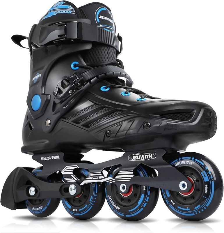 Photo 1 of 3 Wheels Inline Skates & 4 Wheels Roller Skates Blades (Black & Blue) 80*76mm