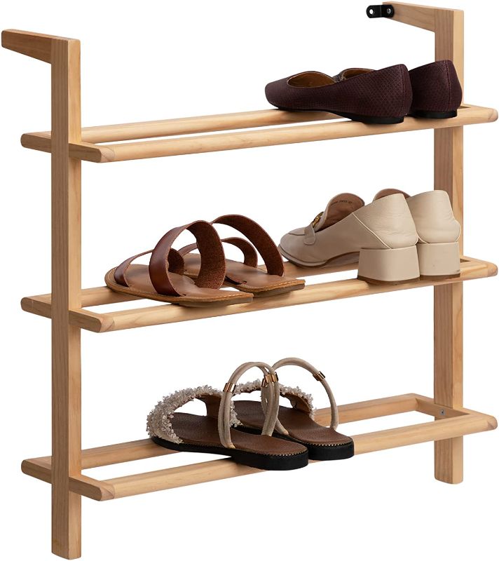 Photo 1 of ALIMORDEN Wooden Shoe Storage Rack, Independent Standing Shoe Rack, Natural
