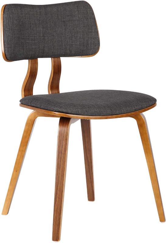 Photo 1 of Armen Living Jaguar Dining Chair in Charcoal Fabric and Walnut Wood Finish,Charcoal/Walnut Finish
