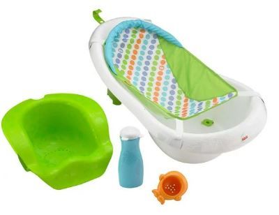 Photo 1 of Fisher-Price 4-in-1 Sling Seat Convertible Baby Bath Tub, Green.
