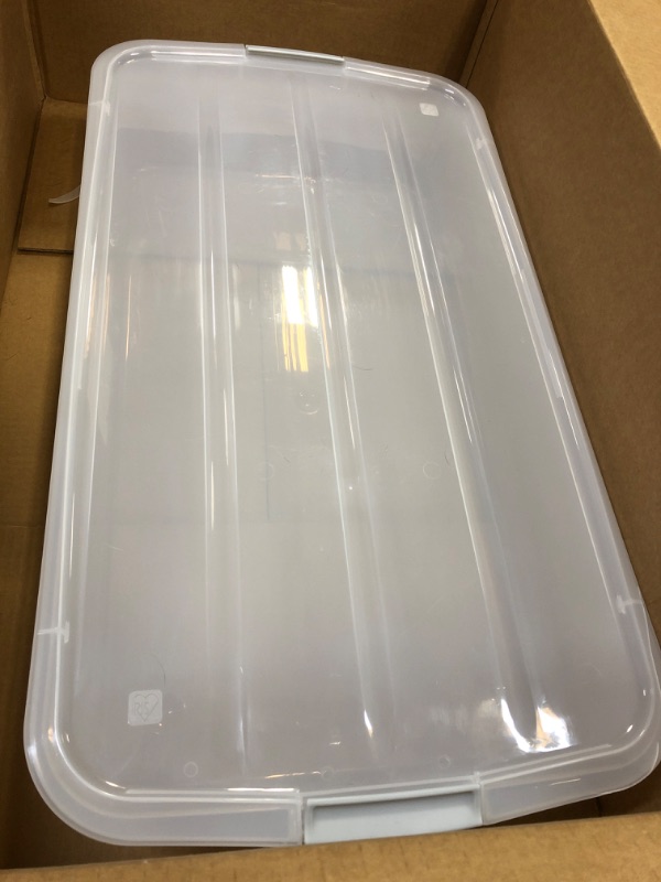 Photo 2 of IRIS USA 50 Quart Clear Plastic Underbed Latched Stack Storage Container Box