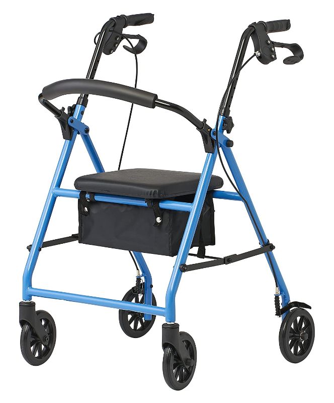 Photo 1 of  Mobility Lightweight Folding Steel Rollator Walker with 6-inch Wheels, Adjustable Seat and Arms