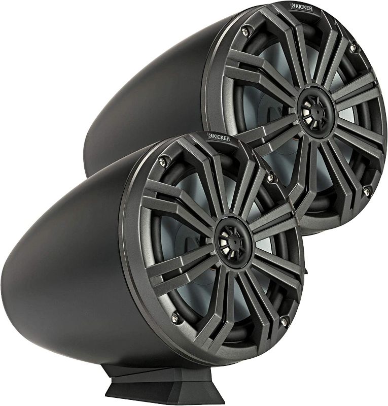 Photo 1 of (2) KICKER 46KMFC8 300w 8" Marine LED Speakers in Surface Mount Pods 46KMFC8
