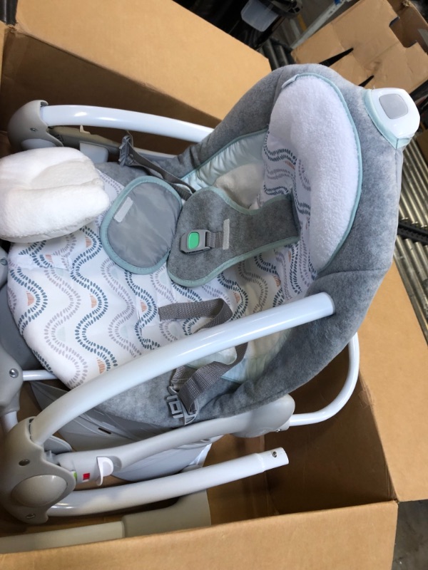 Photo 2 of Ingenuity ConvertMe 2-in-1 Compact Portable Baby Swing & Infant Seat, Battery-Saving Automatic Sway, Vibrations, Nature Sounds - Swell
