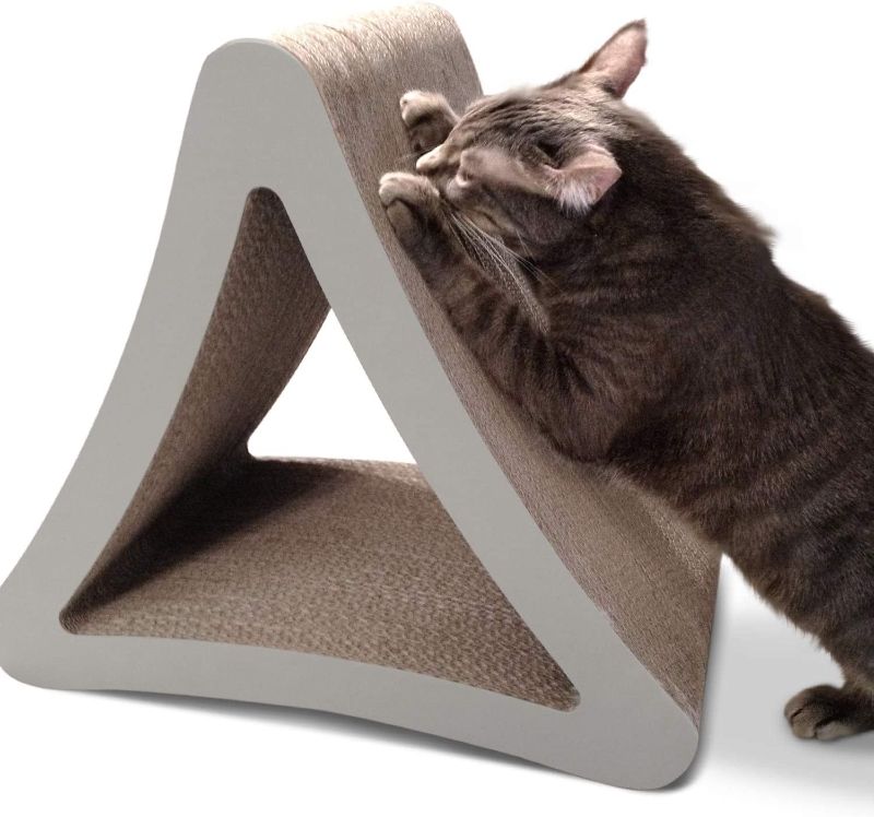 Photo 1 of PetFusion 3-Sided Vertical Cat Scratching Post | Available in 18” & 24” | Multiple Angle Cat Scratching Pad, 6 Usable Sides. Scratch, Play, & Perch | 100% Recyclable Cardboard Cat Lounge. 1 Yr Warr---there is some damage ---view pictures 
