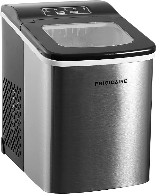Photo 1 of Frigidaire Compact Countertop Ice Maker, Makes 26 Lbs. Of Bullet Shaped Ice Cubes Per Day, Silver Stainless ----------- SMALL DENTS ON SIDE