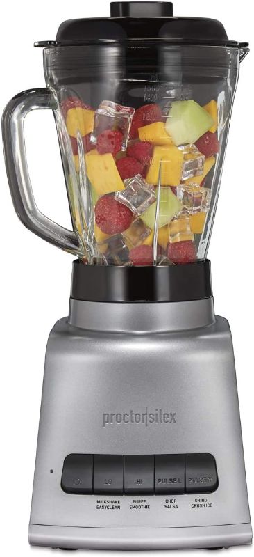 Photo 1 of Proctor Silex High Performance Blender with 12 Functions for Puree, Ice Crush, Shakes and Smoothies, 52 oz. BPA Free MultiBlend Jar, 950 Watts, Black & Silver (53560) ----- NEEDS CLEANING
