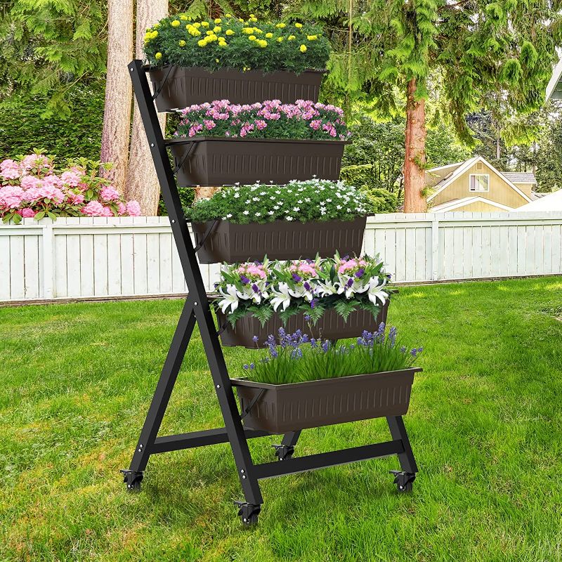 Photo 1 of 5 Tiers Vertical Garden Bed, Vertical Garden Planter Indoor and Outdoor, Vertical Elevated Garden Bed Perfect for Vegetables Flowers Herbs
