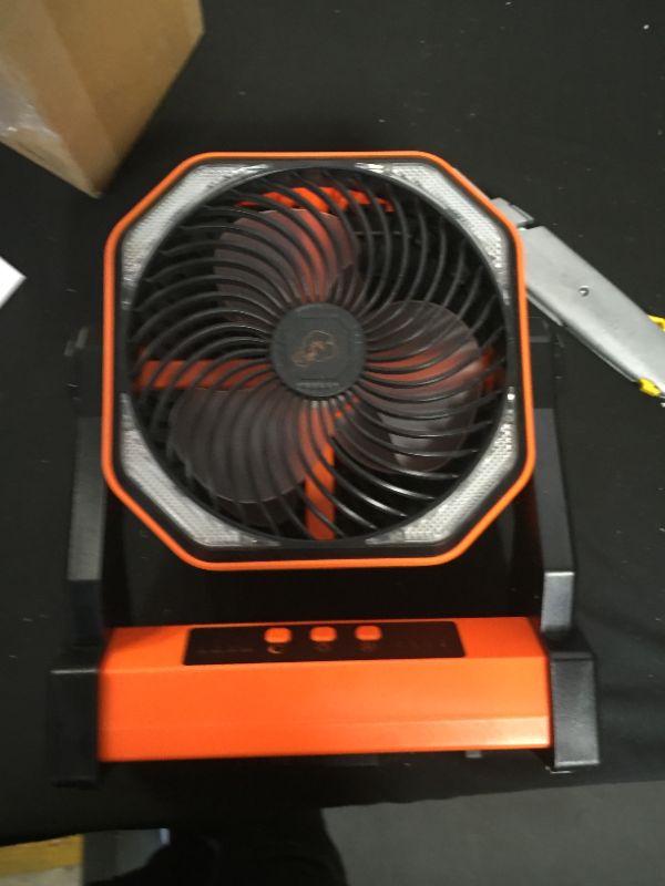 Photo 1 of 20000mAh Battery Operated Portable Fan 8 inch Rechargeable Camping Fan with LED Light with Hanging Hook for Tent Travel Car Jobsite Outdoor Fishing…
