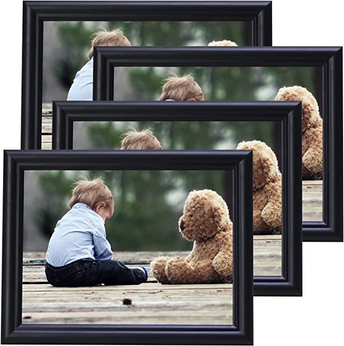 Photo 1 of 4x6 Picture Frame Black 4 Pack Solid Wood Wall & Tabletop Photo Frames Set of 4 - Factory Sealed 
