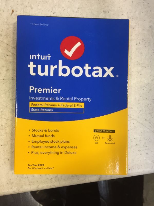 Photo 1 of [Old Version] TurboTax Premier 2020 Desktop Tax Software, Federal and State Returns + Federal E-file [Amazon Exclusive] [PC/Mac Disc]