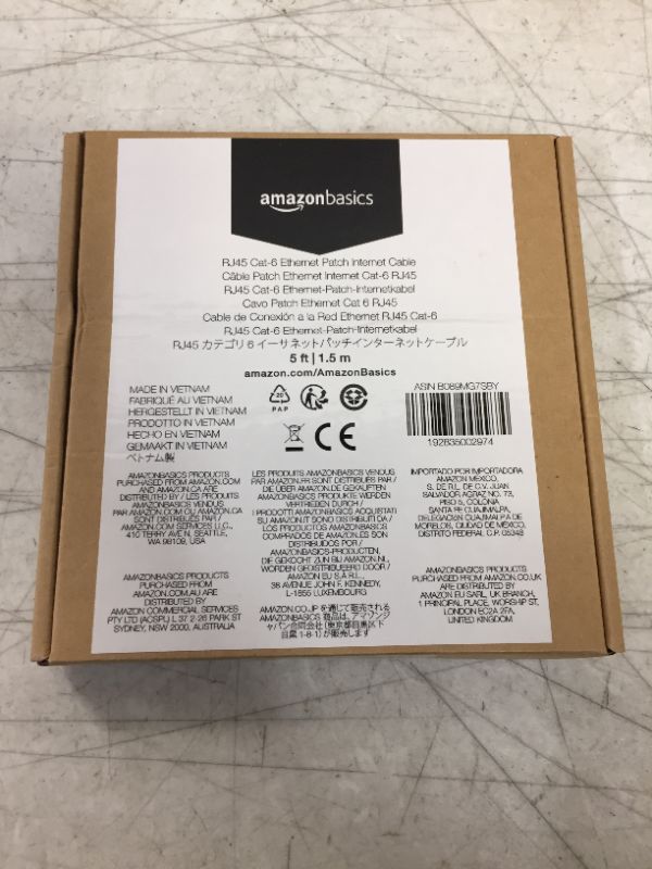 Photo 1 of Amazon Basics RJ45 Cat-6 Gigabit Ethernet Patch Internet Cable - 5 Foot
