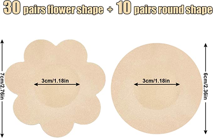 Photo 1 of 10,30,40,50 Pairs Nipple Covers Disposable Nipple Pasties Breast Petal Comfortable Invisible Satin Self-Adhesive Stickers
