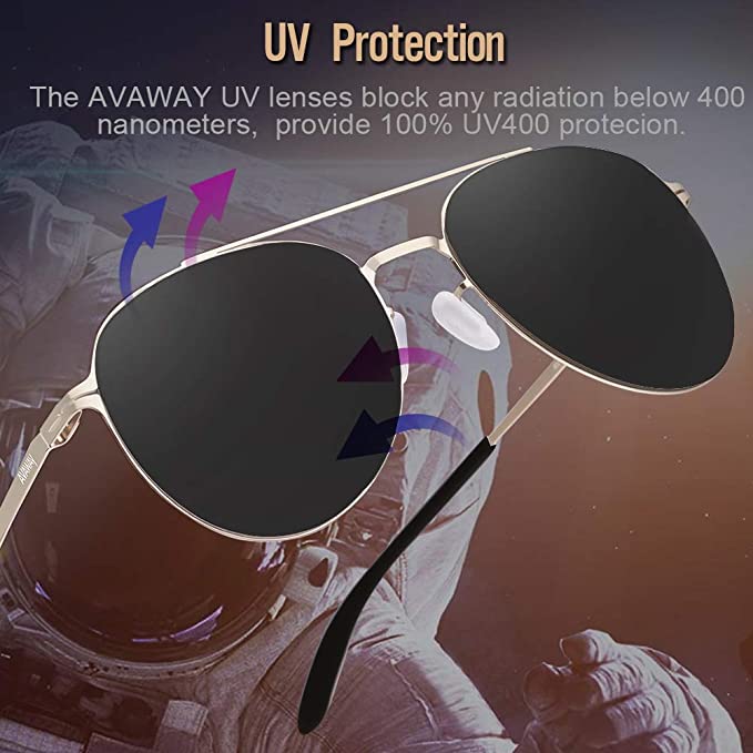 Photo 1 of AVAWAY Classic Sunglasses for Women Men Nylon Mirrored Lens Ultra Lightweight Metal Frames
