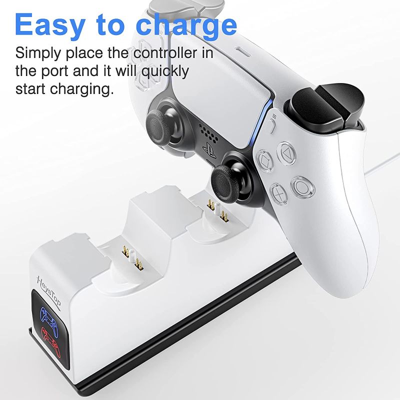 Photo 1 of *** CHARGER ONLY, TURNS ON, PS5 Controller Charging Station with Fast Charging AC Adapter, HEYSTOP Safety PS5 Controller Charger, Dualsense Charging Station for Playstation 5 with Intelligent Chip Protection
