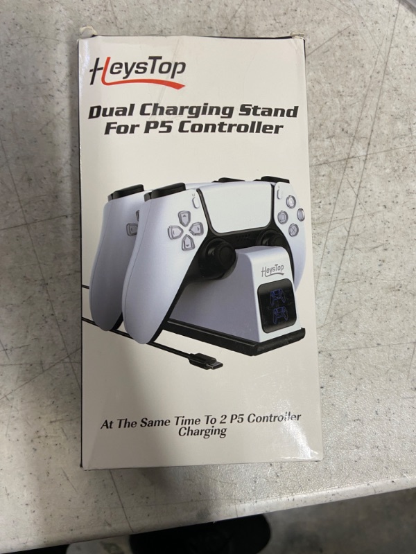 Photo 2 of *** CHARGER ONLY, TURNS ON, PS5 Controller Charging Station with Fast Charging AC Adapter, HEYSTOP Safety PS5 Controller Charger, Dualsense Charging Station for Playstation 5 with Intelligent Chip Protection
