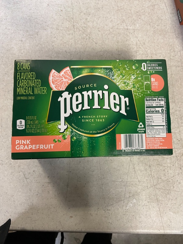 Photo 4 of 2 PACK, Perrier Pink Grapefruit Flavored Sparkling Water, 11.15 FL OZ Sleek Cans (Pack of 8), 06/17/2023
