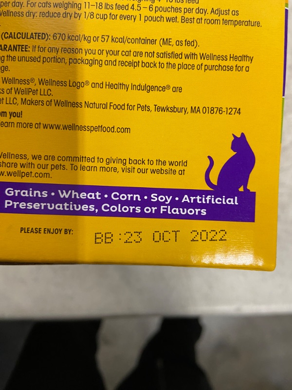 Photo 3 of 12 PACK, EXP 10/23/2022, Wellness Complete Health Healthy Indulgence Natural Grain Free Shreds with Chicken & Turkey in Light Sauce Wet Cat Food
