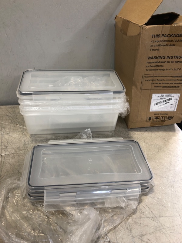 Photo 1 of 4PC PLASTIC FOOD CONTAINERS ORGANIZER 12" X 5.5" X 4" 