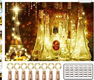 Photo 1 of 10 LEDs Wine Bottle Lights with Cork - Silver Wire Cork Lights Battery Operated Fairy Mini String Lights for DIY, Christmas,Valentine Day,Wedding Party Decor (Warm White)