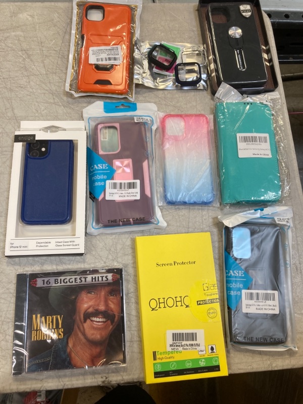 Photo 1 of 10 MISC. PHONE CASES AND APPLE WATCH CASE , SCREEN PROTECTOR AND CD. 