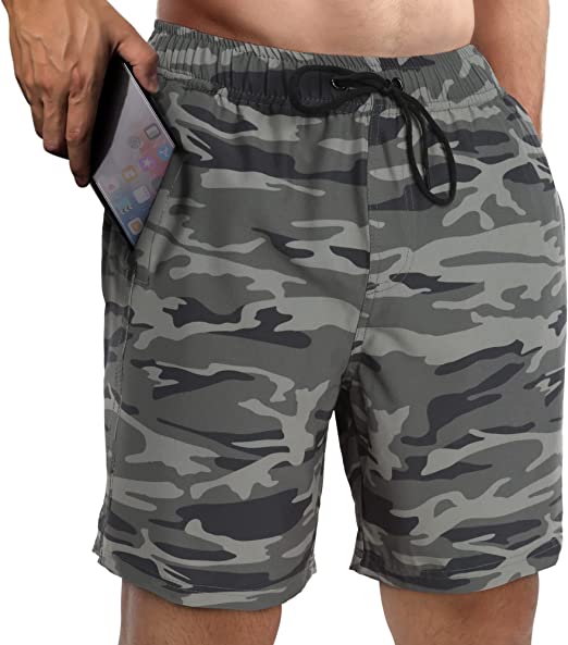 Photo 1 of Fort Isle Camo Swimming Trunks for Men - Mens Bathing Suit 7 inch Inseam | Workout Shorts and Mens Swim Trunks Camouflage SIZE XL
