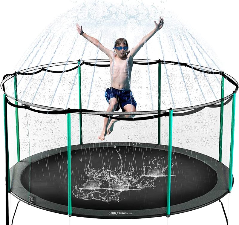 Photo 1 of ARTBECK Trampoline Sprinkler for Kids, Outdoor Trampoline Water Park Sprinklers for Boys Girls, Trampoline Accessories for Summer Fun Backyard Water Play Games 39ft  -- FACTORY SEALED --
