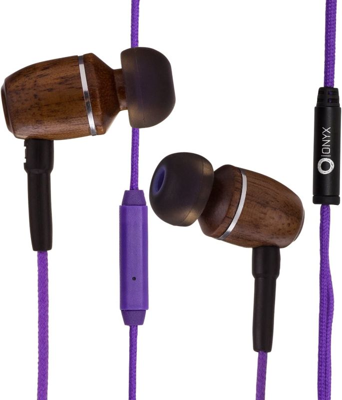 Photo 1 of Onyx Noise Cancelling in-Ear Wired Headphones with Mic, 3.5mm Plug Compatible with iPhones, iPads, Android Phones, Computers & Laptops (Purple)
