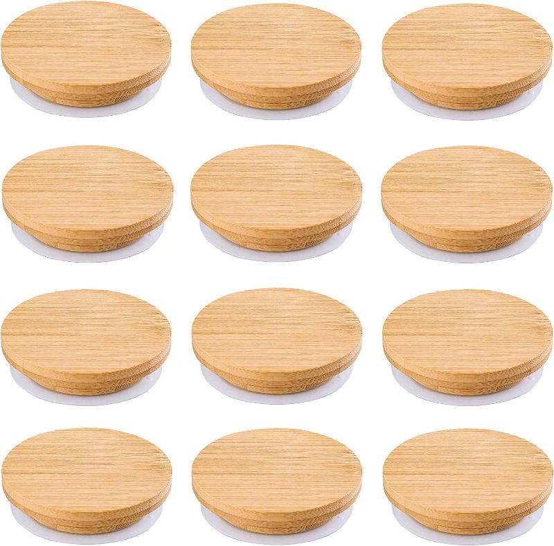 Photo 1 of 12 Pack Jar Lids Set, Bamboo Wood Lids Lids with Silicone Sealing Rings for Perfect Sealing
